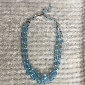 Elegant Vintage Signed W. Germany Blue Double Strand  Beaded Necklace